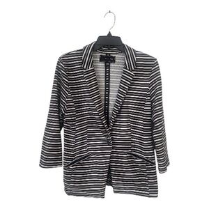 Metaphor Womens Blazer Single Button Size M Black & White Stripes with pockets